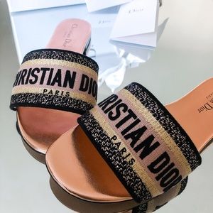 Dior metallic rose gold dway slides